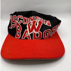 Vintage 90s Apex One Wisconsin Badgers Football Hat Cap Mens OSFA Black Snapback